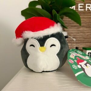 Squishmallows Gray Penguin with Red Santa Hat